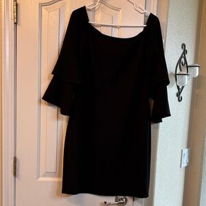 Socialite Black Long Midi Bell Sleeve Dress